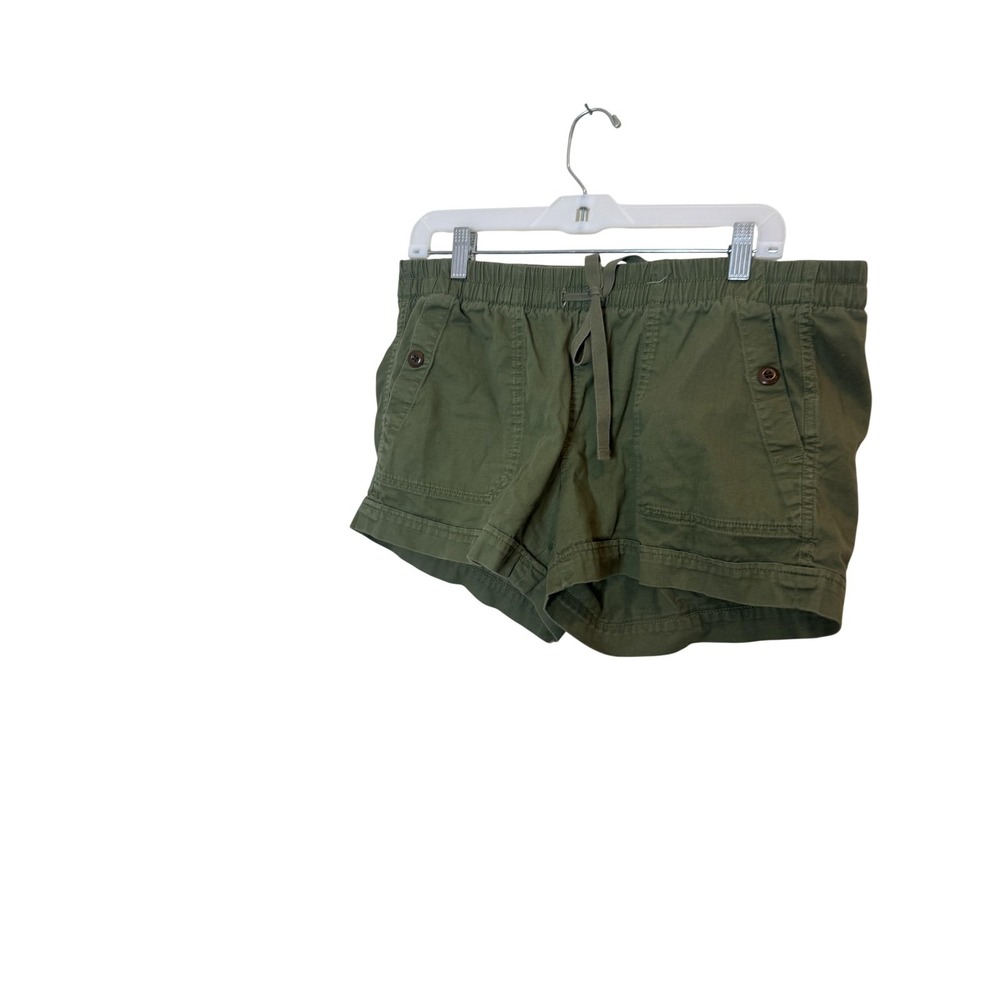 The North Face Shorts Womens Large Green Cotton Twill Chino Elastic Waist Casual
